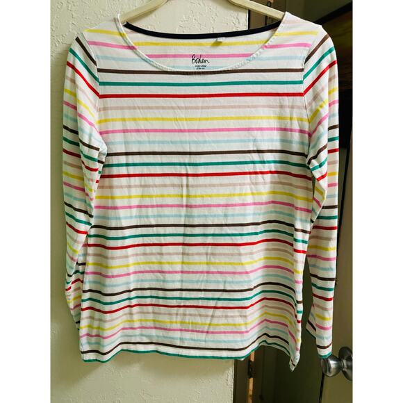 Boden Rainbow Striped Long Sleeve Top US Size 10 EUC - Picture 1 of 3